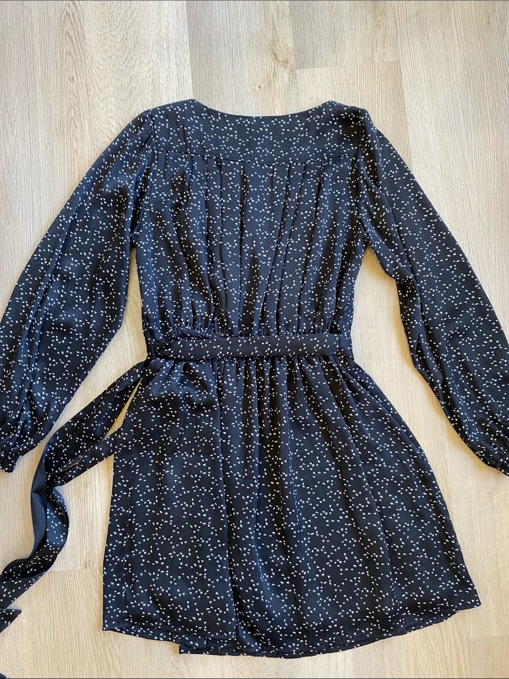 Club Monaco Black White Printed Long Sleeve Belted Fit & Flare Mini Dress 10 - Picture 7 of 9